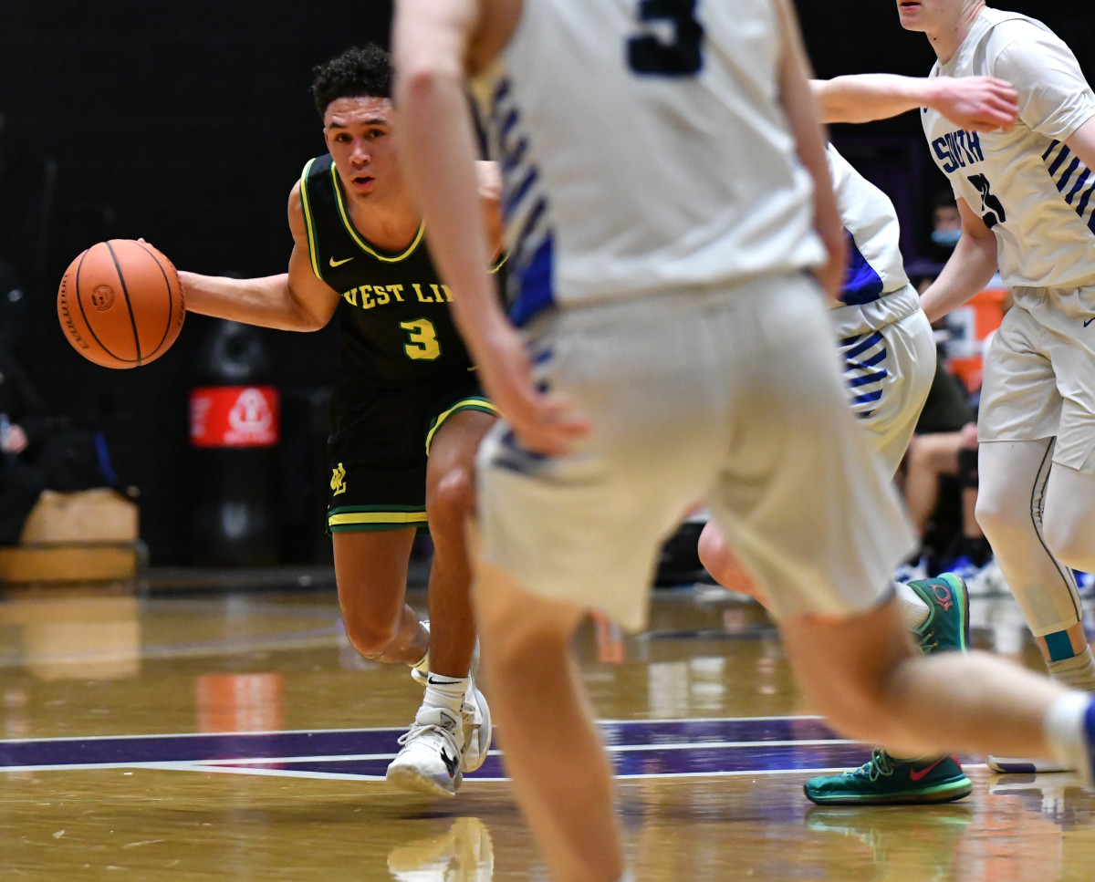 West Linn South Medford boys basketball Taylor Balkom 42